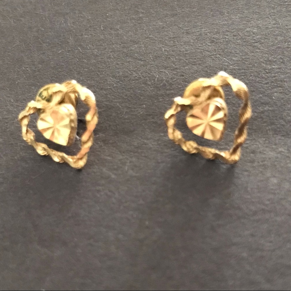 Vintage 14K Beverly Hills Gold Heart Stud Earrings